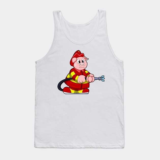 Pig as Firefighter with Fire extinguisher Tank Top by Markus Schnabel